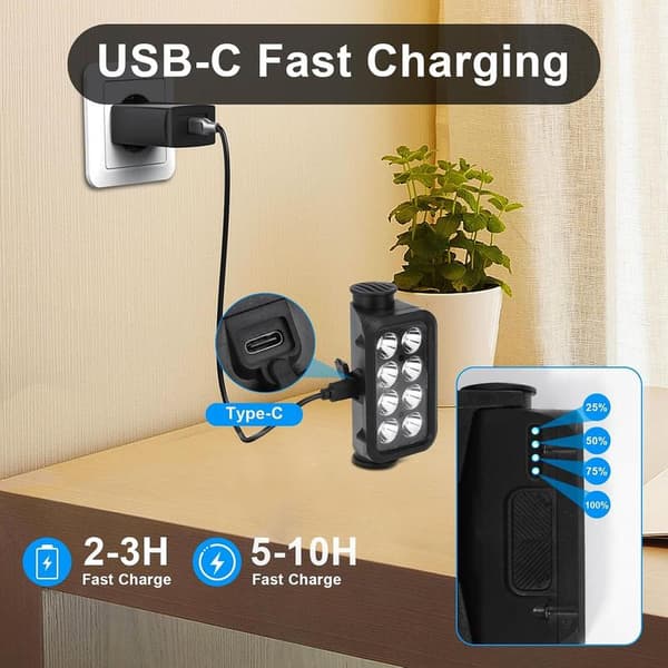 Hodelykt 2000 lumen, for barn, LED batteridrevet hodelykt med 6 lysmoduser, AAA-batterier inkludert, jogging
