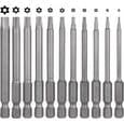 Torx Bits, Pakke med 11 - S2 Stål - 75 mm - Magnetisk - Sekskantet Hode