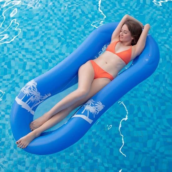 Voksen Pool Float med Float Head, Halvt Nedsænket Liggestol Net Oppustelig Madras Pool Legetøj