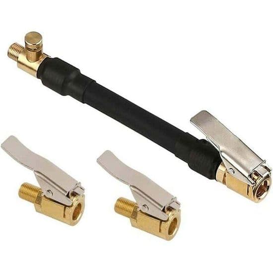 OKZ Dækventiladapter - Oppustningspumpe Slange - 2 Messing Oppustningsdyser - Ventilforbinder - 30 cm