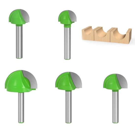 Overfræserbits Skaft, 6mm, 5 Stk, Overfræser Core Box Bits, Rund Not Fræser, Træbearbejdningsværktøj, Rund Næse Core Box Overfræser