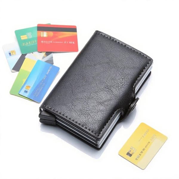 Luxury Double-Layer Aluminum Alloy Wallet with Automatic RFID Card Holder (Light Gray)