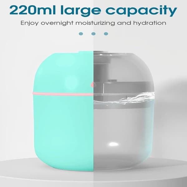 220 ml Mini Luftfuktare, USB, Sval Dimma, Skrivbordsaromdiffusor, Nattlampa, Grön