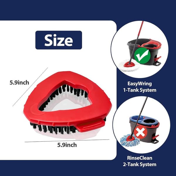 Spin Mop Scrub Brush Head, 2-Piece Scrub Mop Compatible with EasyWring & Vileda 1-Tank System, Cleaning Mop Head with Hard Bristles for Bathroom