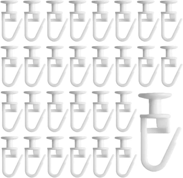 Glidende gardinkroker, 100 stk - Plast - Hvit - Diameter 11 mm