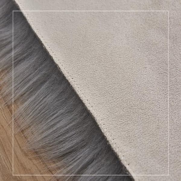 Simple Bedroom Faux Fur Fluffy Soft Shag Rug, Washable Rectangular Mat, 60x150cm, White & Grey.