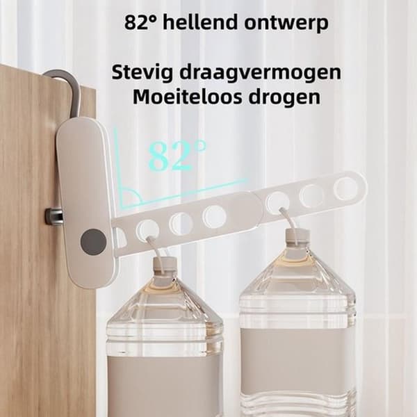 1-delt rosa sammenleggbar 7-hulls reisehenger og klessnor