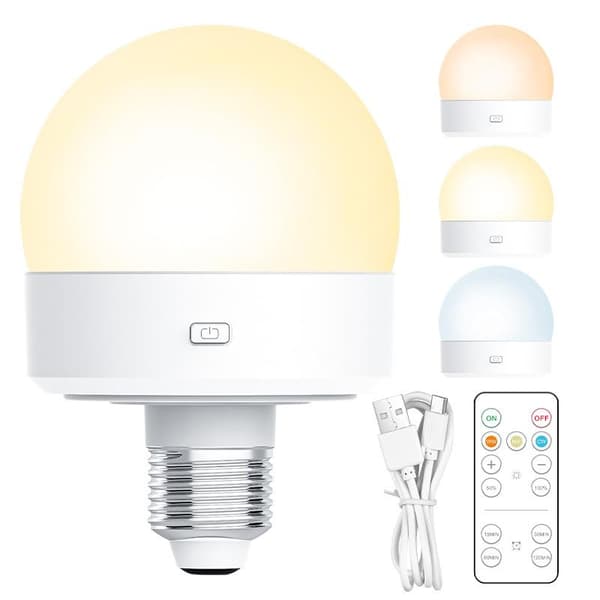 Rechargeable LED Bulb with 3 Color Temperatures and Remote Control Magnetic
