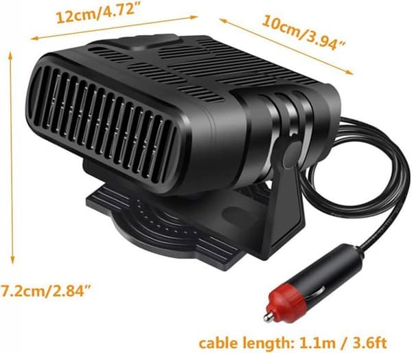 24V Bilvarmer og Afdugger - Roterende Blæser - Kompakt - 120 Watt