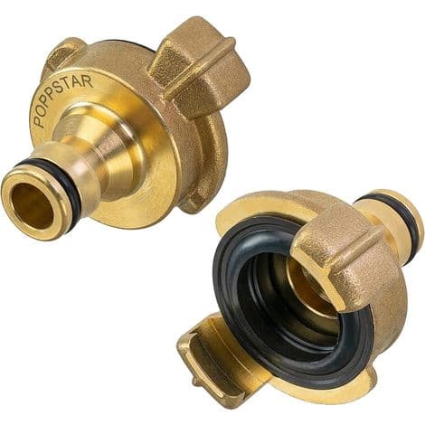 2x Geka Messing Hurtigkoblinger med Slangeforbinder (kompatibel med Gardena system)