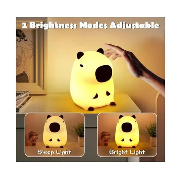 Capybara Børnenatlampe, Capybara Touch Control Sengelampe, USB Genopladelig og Timer, Kawaii Silikone Dyrelampe til Soveværelset