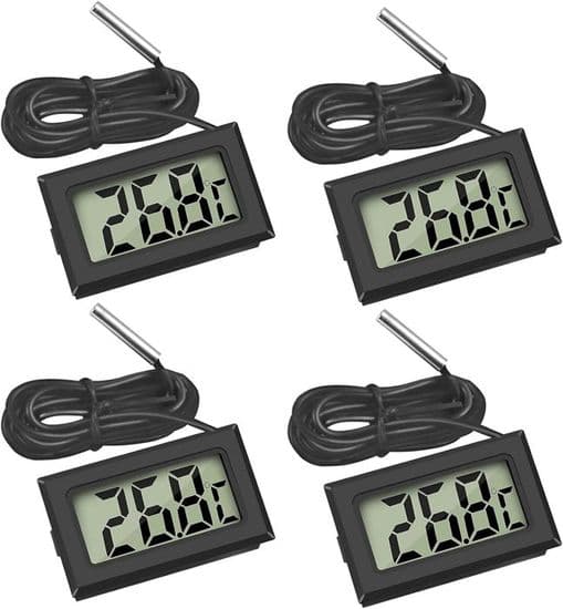 Mini digital LCD-termometer med temperatursondsensor för kylskåp, frysar och akvarier (4X)