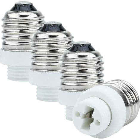 4x E27 til G9 lampefatningsadapter i HVIT - Sett med 4 omformere for lampefatninger for gløde-, LED-, halogen- og energisparepærer