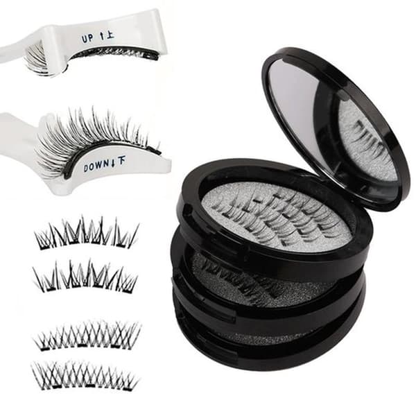 Eyelash Storage Box - 1 Piece with Mirror, 3-Layer Circular Eyelash Holder for Travel (Black)