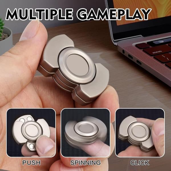 Fidget Spinner 3-i-1 Fidgetlegetøj Fidget spinner, Sølv, Rustfrit stål, 3-i-1, skyder, forbedrer fokus, hjælper med at bryde dårlige vaner Sølv