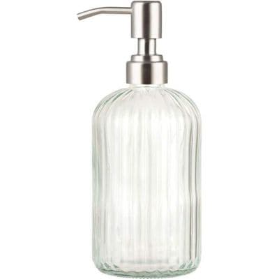 14 oz klar glas sæbedispenser med rustbestandig rustfri stålpumpe