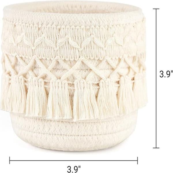 Mini Woven Makeup Brush Holder and Cup Set (2 Pieces) - Decorative Bohemian Style Pencil Case