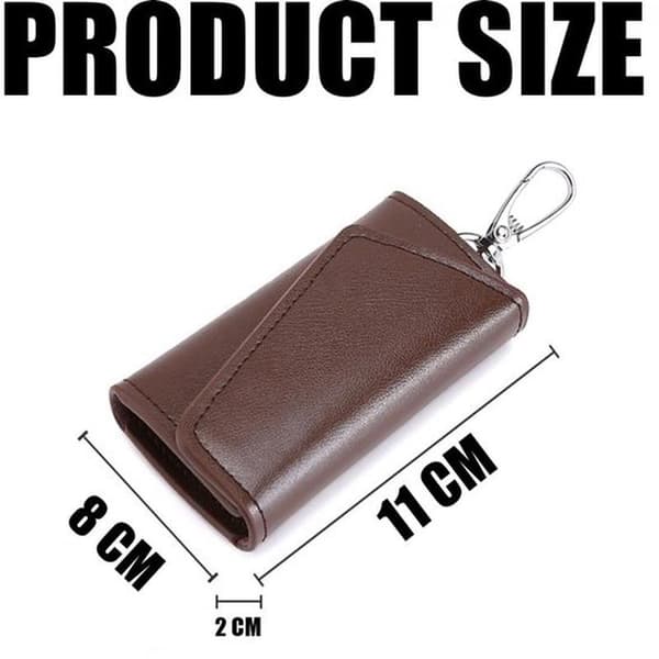 -Krog Nøglering -Kvægskind -Multifunktionel Nøglering -Kortholder -Kompakt Størrelse -11 x 6,5 cm -Nøglepose