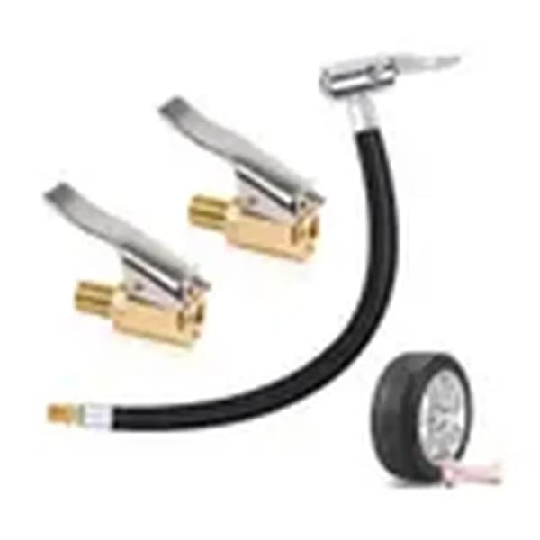 Bildækspumpedyse, dækventiladapter, 10 cm dækpumpeslange med 2 pumpemundstykker, luftchuckpumpe