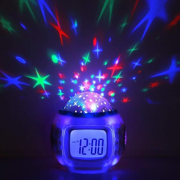 Starry Sky Projector, LED Musical Alarm Clock, Multifunctional Temperature Display, Alarm Calendar, Countdown Timer for Children
