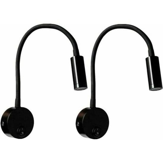 Sengelampe med 2 lys - Sort aluminium - Varmt hvidt lys - 3W LED