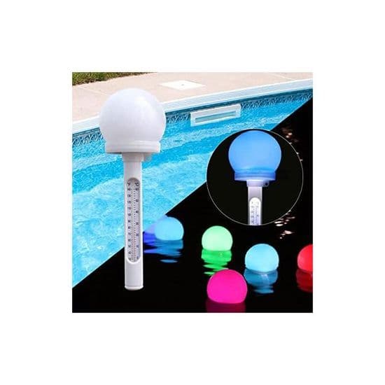 Flydende solcelletemperaturmåler til pool - LED - Farveskiftende - 100x100x260 mm