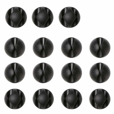 15-pack kabelklämmor - Plast - Självhäftande - Svart