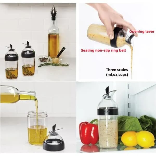 Salatdressing Shaker - 240ml - Sort - Rustfrit Stål - Sovseblander