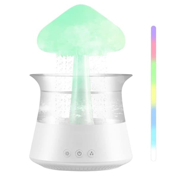 Regnsky-luftfugter, aromaterapi æterisk oliediffuser, aromaterapi natlampe med 3 regntågetilstande