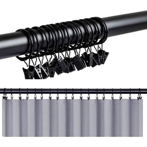 Gardinringe med clips, 25 stk., metal, nem installation