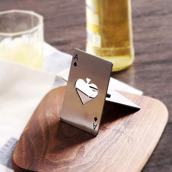🍻 Gode spillekort flaskeåbnere 4-pak (2 sorte og 2 sølv) - rustfrit stål - kunstnerisk spillekort flaskeåbner - ølflaskeåbner🍻