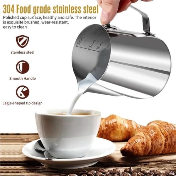Mælkeskummer - 350 ml og 600 ml - Rustfrit stål - Ideel til kaffe - Nem at rengøre