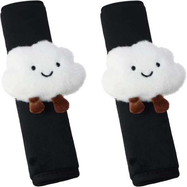 Barnbälteskuddar - 2-pack - Bekväm och mjuk mocka - Sött molntryck - Bilbältesskydd