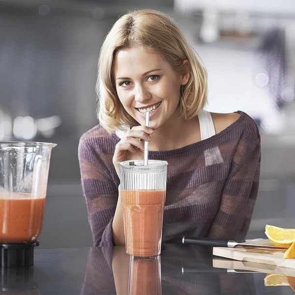 Matcha-glas med sugrör och låg - Perfekt til iskaffe, bubble tea og smoothies - 600 ml