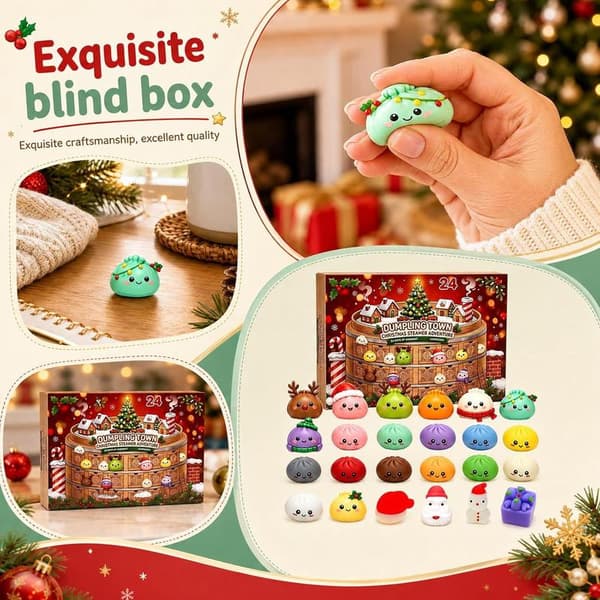 Adventskalender 2026, 24 dagers julenedtelling, 24 overraskende dumpling-squishies leker[TG]