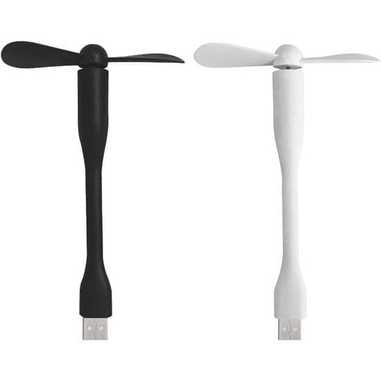 Bærbar USB-blæser - 360° justerbar - Sammenfoldelig - Sort + Hvid