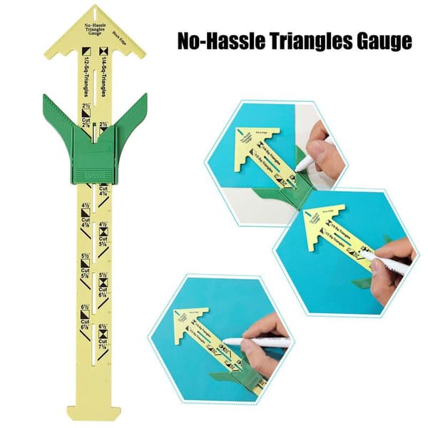 Practical 5-in-1 Sliding Gauge and Hassle-Free Triangular Sewing Tools, T-Shaped Hem Seam for Sewing and Quilting. 2 Different Sizes