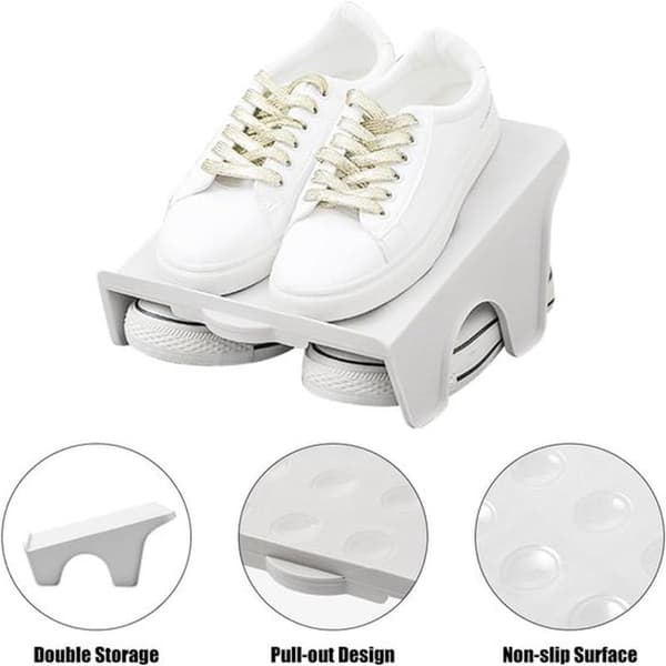 Non-slip Shoe Rack - Double-layered Shoe Organizer - Space-saving, Stackable, Suitable for Entryways and Bedrooms