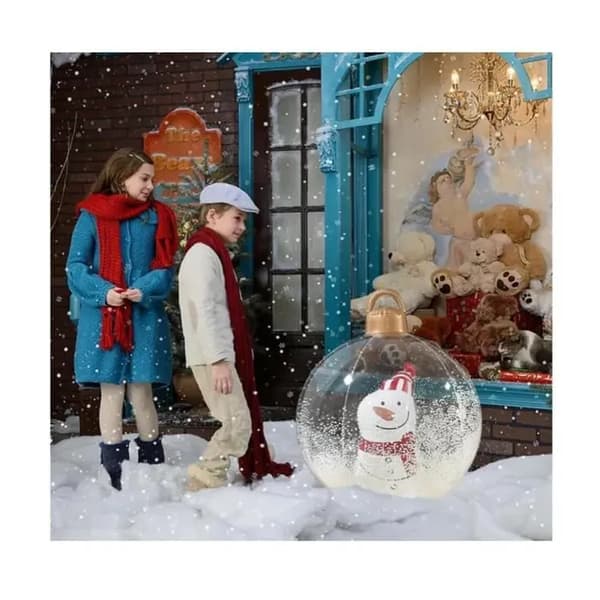 Festdekoration - Oppustelig julekugle - Kugle i kugle - Robust PVC - Diameter 60 cm