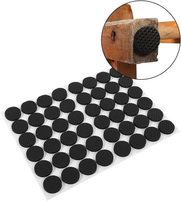 Gummimøbelbenpuder, lette selvklæbende møbelbeskyttere, runde, 22 mm diameter, 48 stk., sort