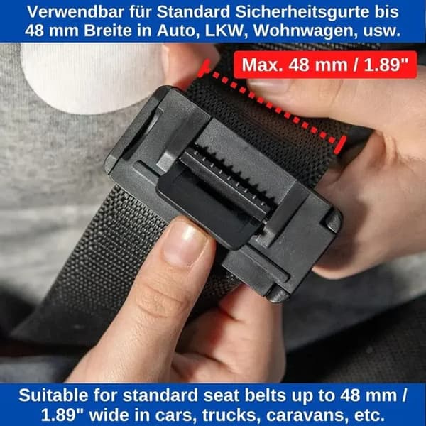 Sikkerhedsseleclipsjustering 5,3 cm - Sort - 2 stk. - Holdbar plast