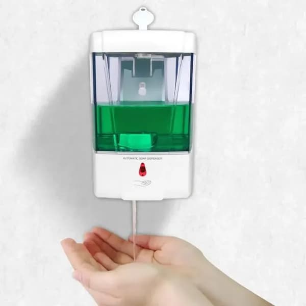Automatisk vægmonteret sæbedispenser til flydende sæbe og gel til badeværelset, 600 ml kapacitet, IR-sensor sæbedispenser