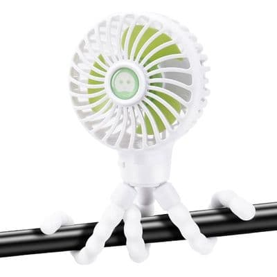 Genopladelig klapvognsventilator - 3 hastigheder - 360° rotation - 2000 mAh