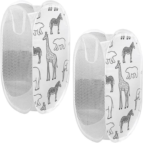 Two-piece pop-up laundry basket with handles, 30x30x48 cm, white