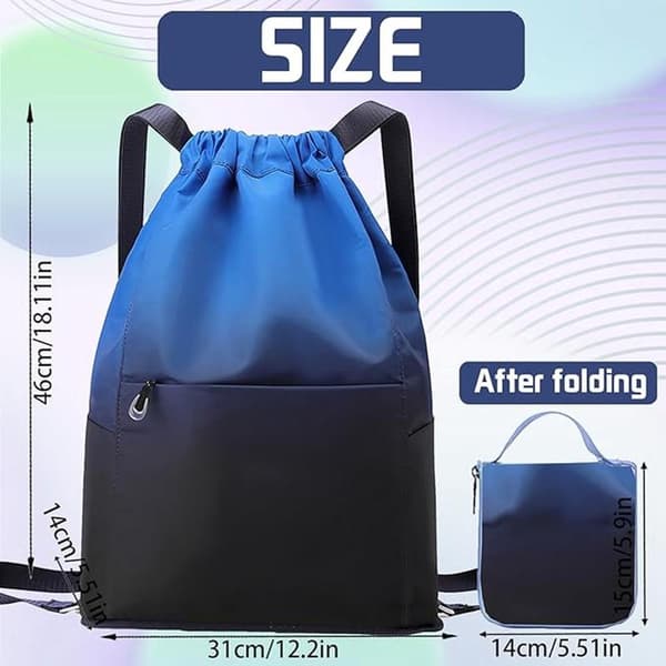 Swimming Bag - Drawstring Sports Bag - Waterproof - Large Capacity - Foldable - Backpack - 46*31*14 cm - Blue Gradient