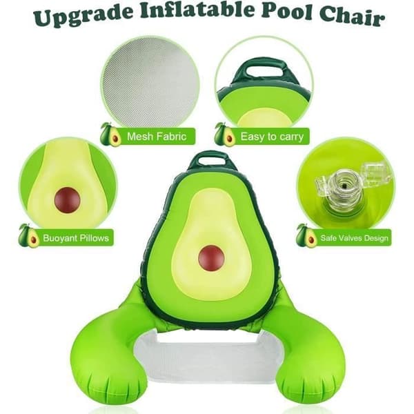YYV Oppustelig Avocado Pool Float, 4-i-1 Sammenklappelig Bærbar Oppustelig Vand Float til Udendørs Brug på Strand, Pool og Sø