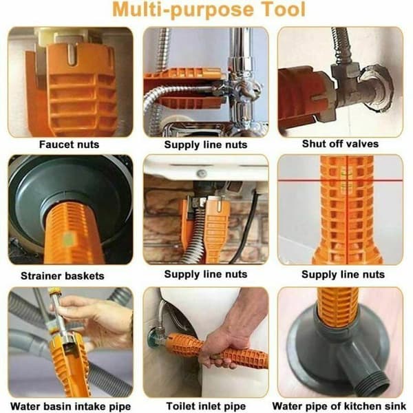 Multifunktionel Vandhanenøgle - Skridsikker - Orange - Til Vask