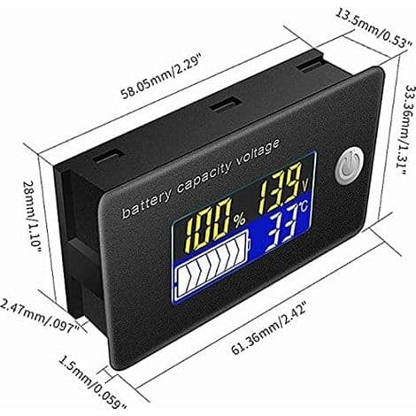 12V batterikapacitetsindikator LCD-display Voltmeter Temperaturtestare för Li-ion LiFePO4 Bly