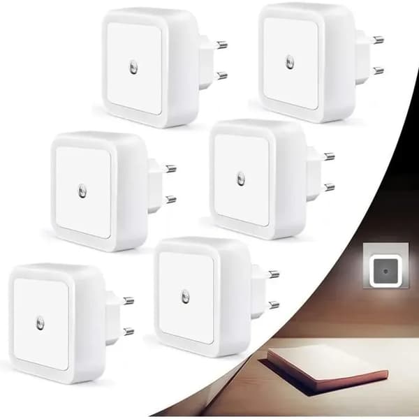 Automatisk LED nattlys for barn, sett med 6 - Plug-in nattlys - Hvit - Barn