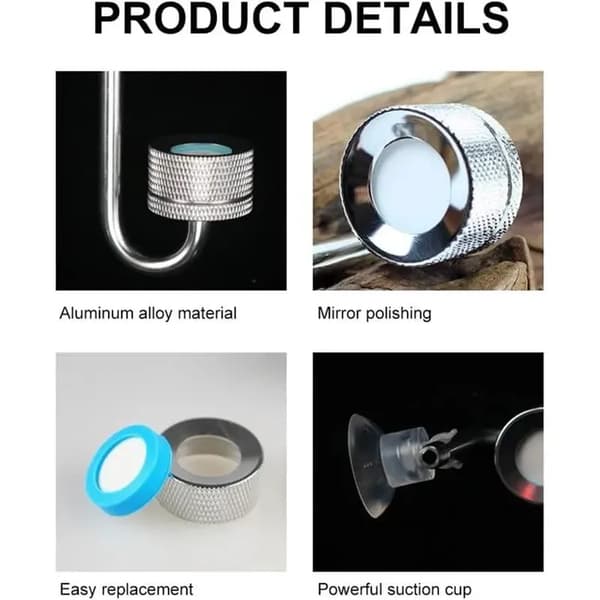 Koldioxiddiffusor, akvarium CO2-diffusor med sugkopp, för akvarium, silver